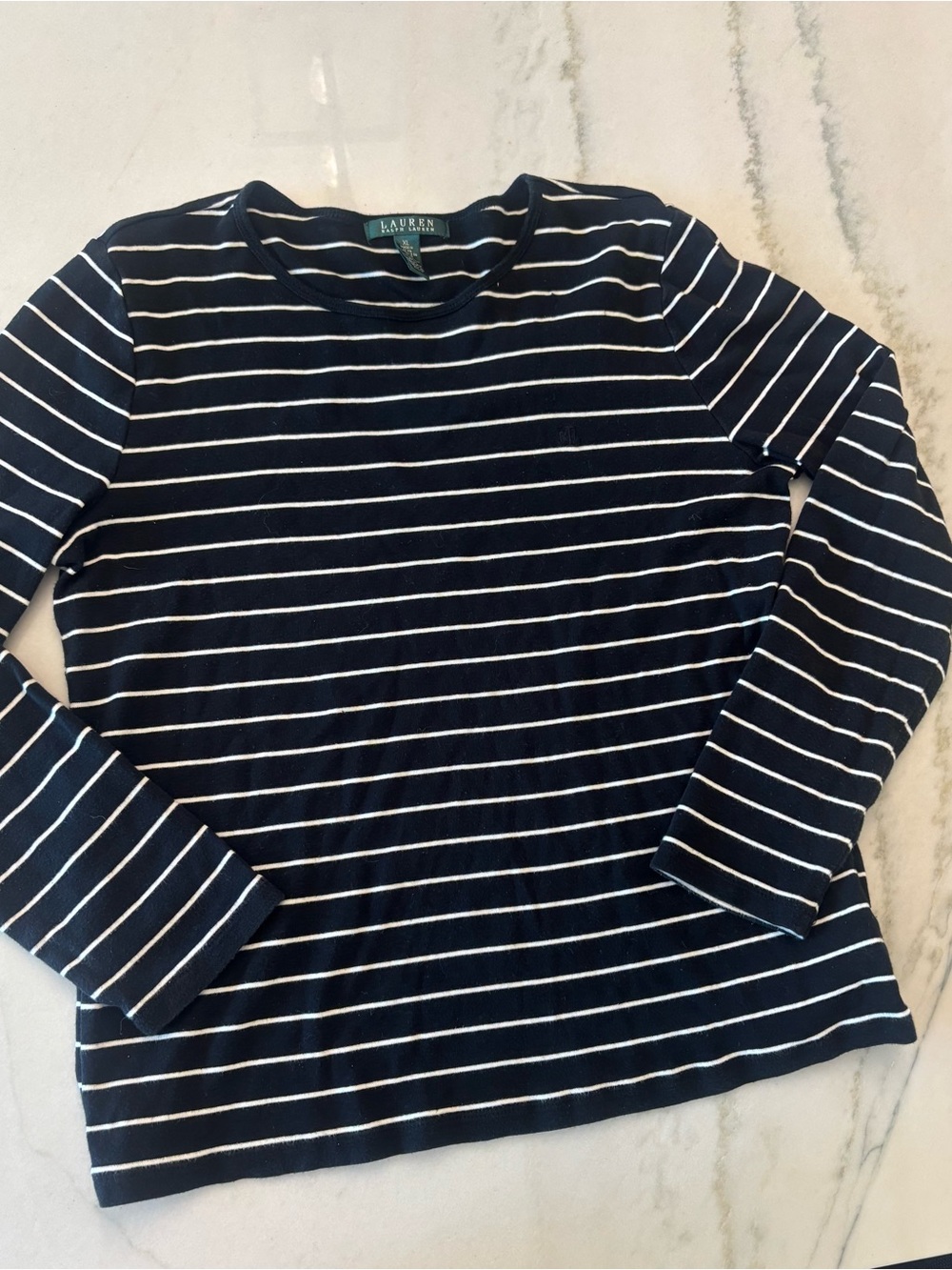 Lauren Ralph Lauren Classic Striped Long Sleeve Top Black White Fall Capsule XL - Picture 3 of 6